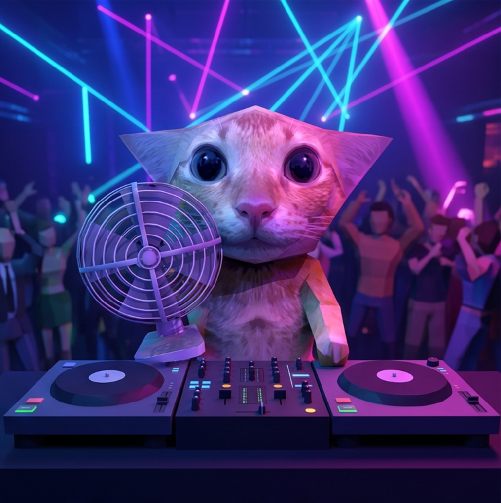 catwiffan and his fan at the DJ booth
